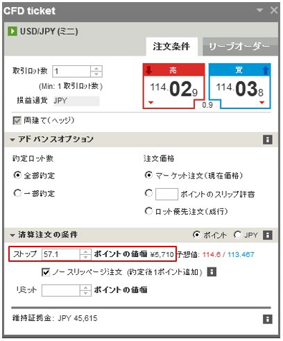 IG証券 注文画面